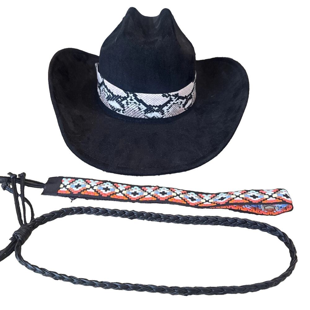 Pro Celia Cowboy Hat Women’s Black Wide Brim Western Cowgirl Country W/bands